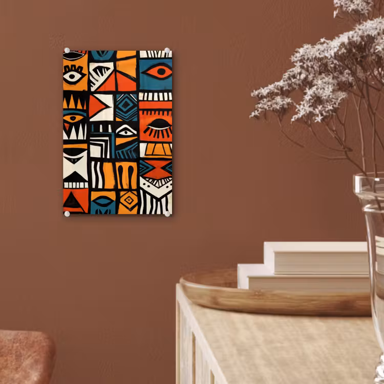 Glas schilderij - Abstract - Gezichten - Mozaïek — 6