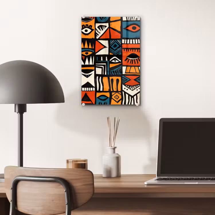 Glas schilderij - Abstract - Gezichten - Mozaïek — 7