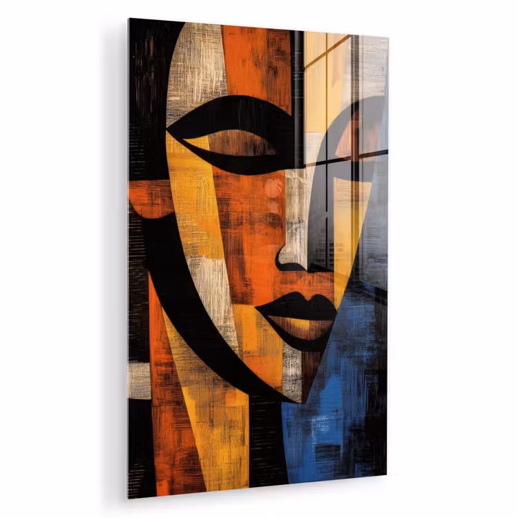 Glas schilderij - Abstract - Portret - Kleurvakken — 1