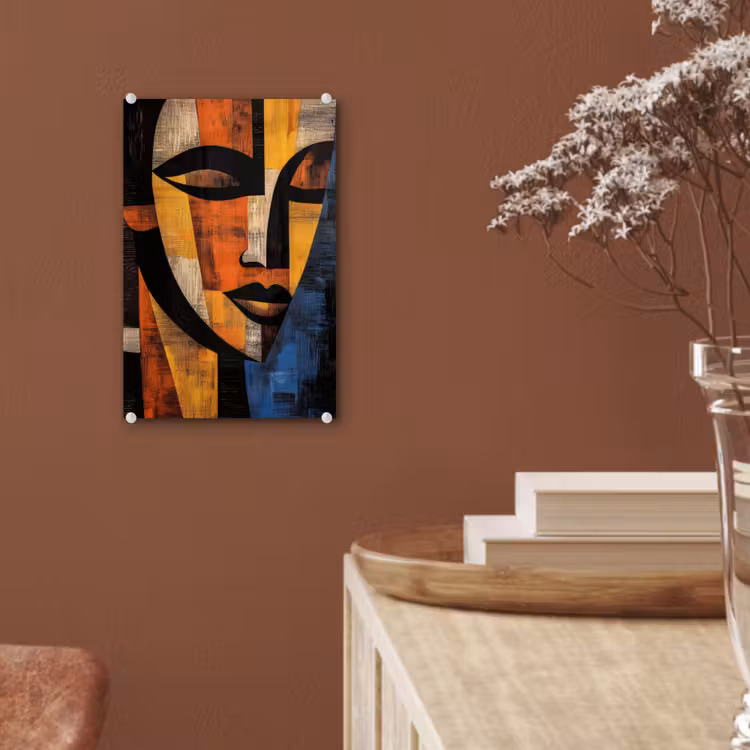 Glas schilderij - Abstract - Portret - Kleurvakken — 6