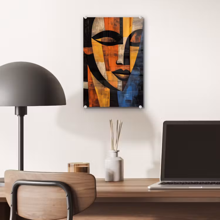 Glas schilderij - Abstract - Portret - Kleurvakken — 7