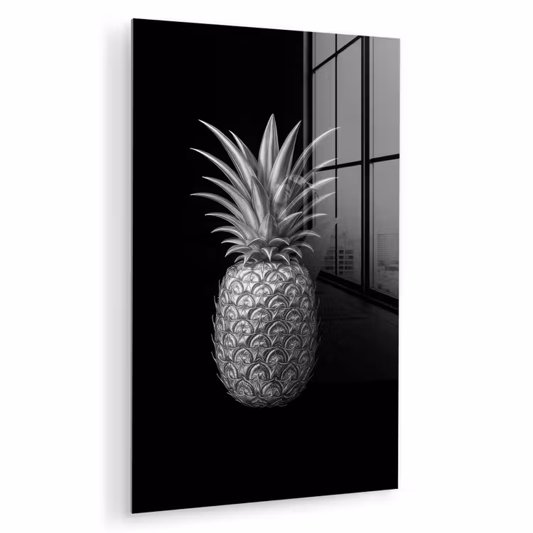 Glas schilderij - Ananas - Gedetailleerd - Bladeren — 1