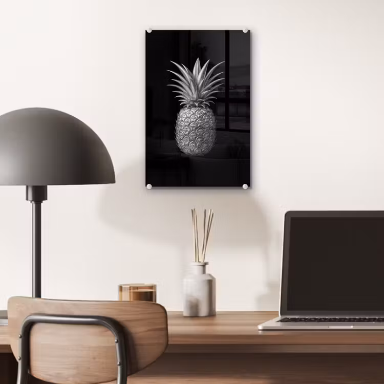 Glas schilderij - Ananas - Gedetailleerd - Bladeren — 7