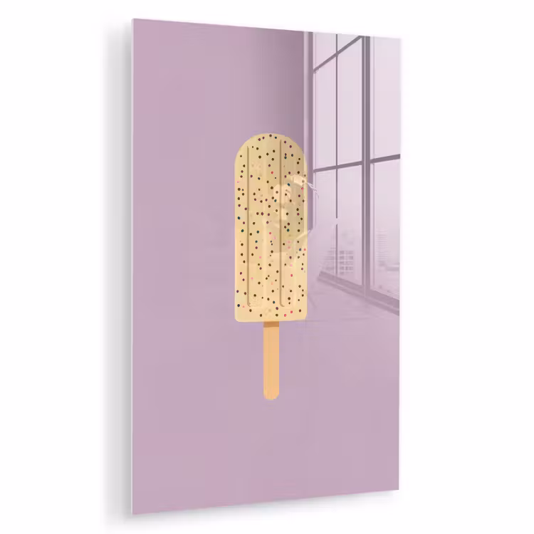 Glas schilderij - Beige - Ijsje - Spikkels — 1