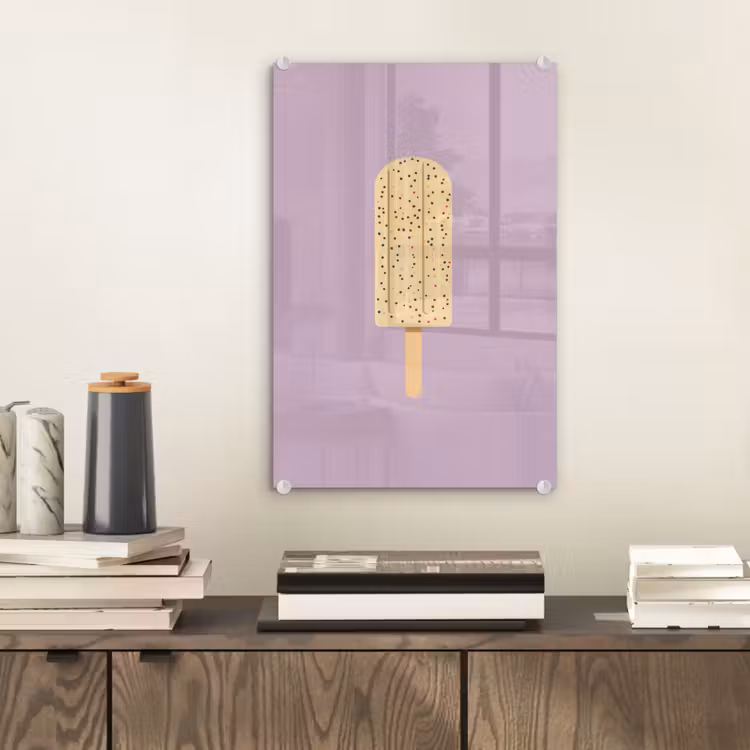 Glas schilderij - Beige - Ijsje - Spikkels — 2