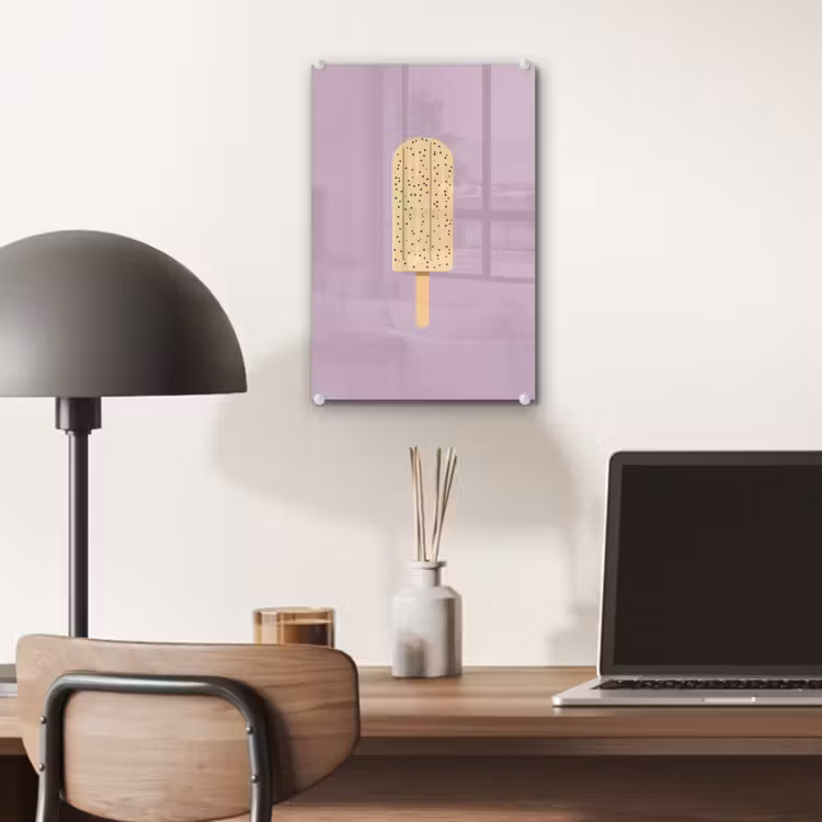 Glas schilderij - Beige - Ijsje - Spikkels — 7