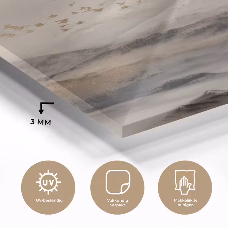 Glas schilderij - Berglandschap - Mist - Penseelstreken — 3