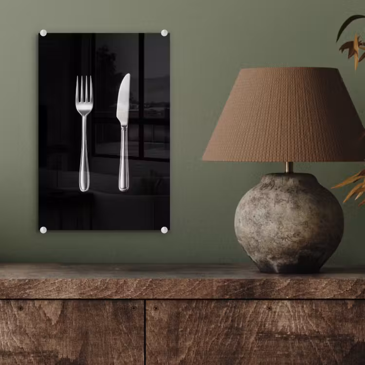 Glas schilderij - Bestek - Klassiek - Elegant — 4