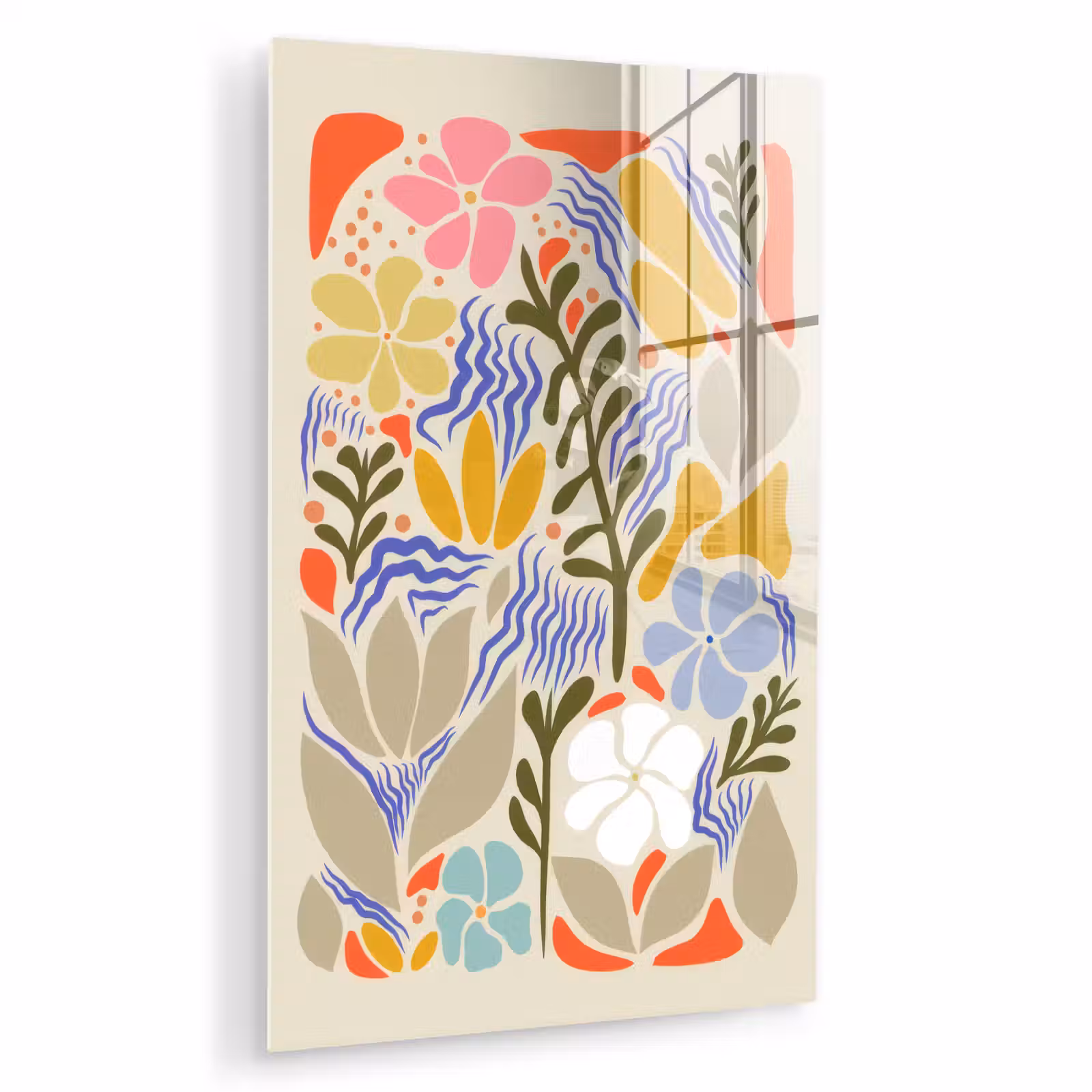 Glas schilderij - Abstract - Bloemen - Bladeren — 1