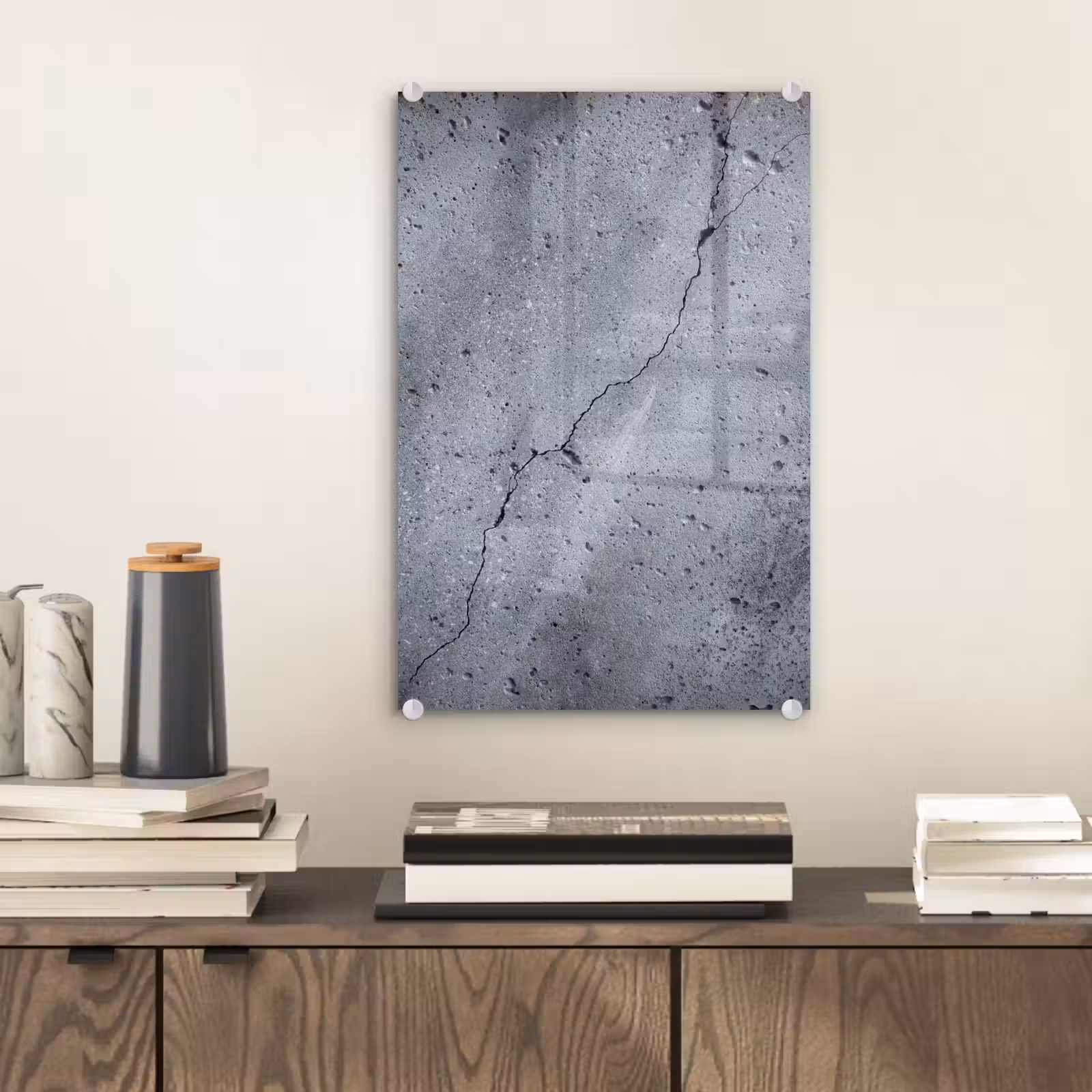 Glas schilderij - Beton - Grijs - Scheur — 1