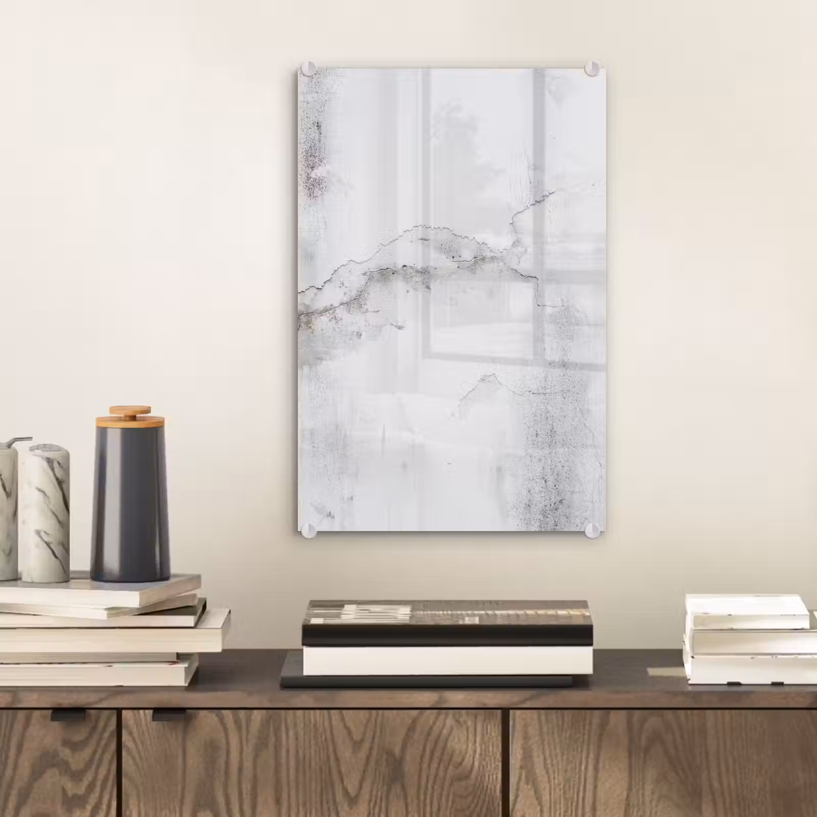 Glas schilderij - Beton - Grijs - Wit — 1