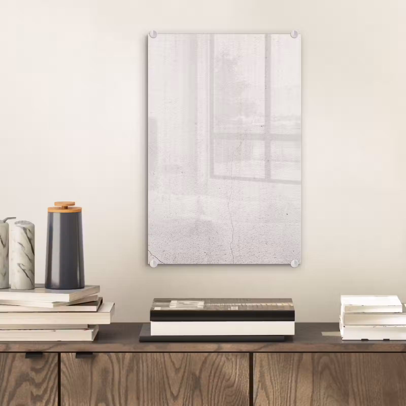 Glas schilderij - Beton - Muur - Wit — 1