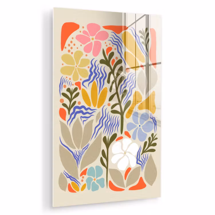 Glas schilderij - Abstract - Bloemen - Bladeren — 1