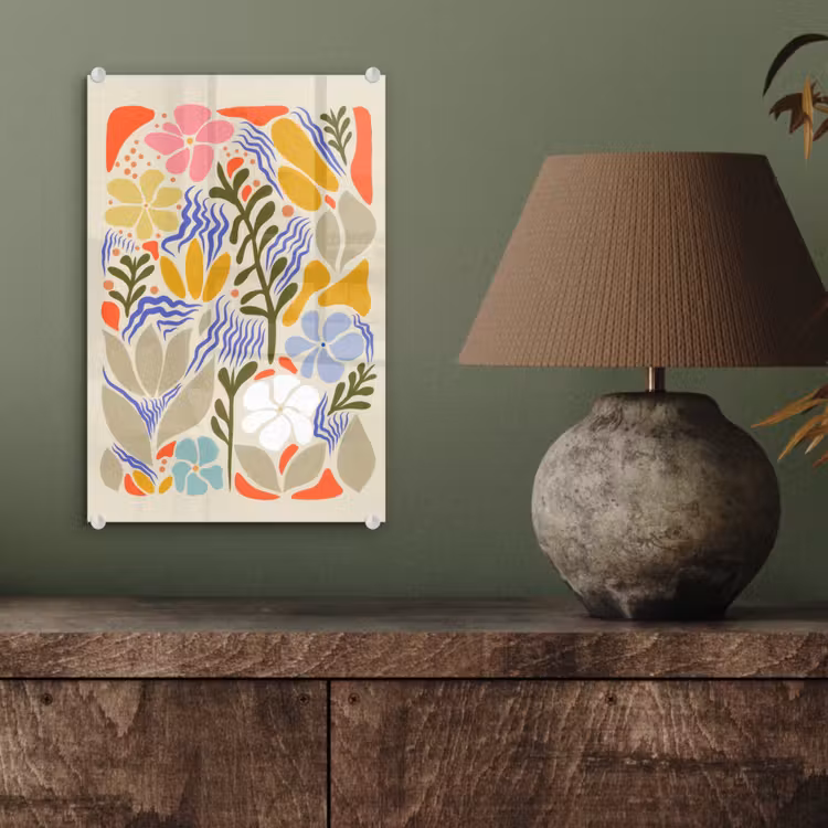 Glas schilderij - Abstract - Bloemen - Bladeren — 4