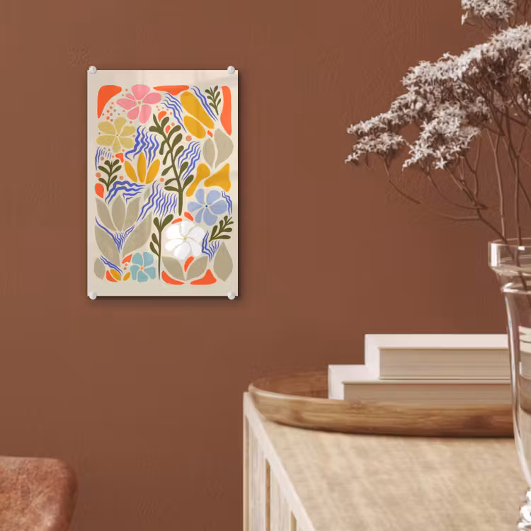 Glas schilderij - Abstract - Bloemen - Bladeren — 6