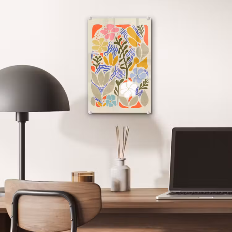 Glas schilderij - Abstract - Bloemen - Bladeren — 7