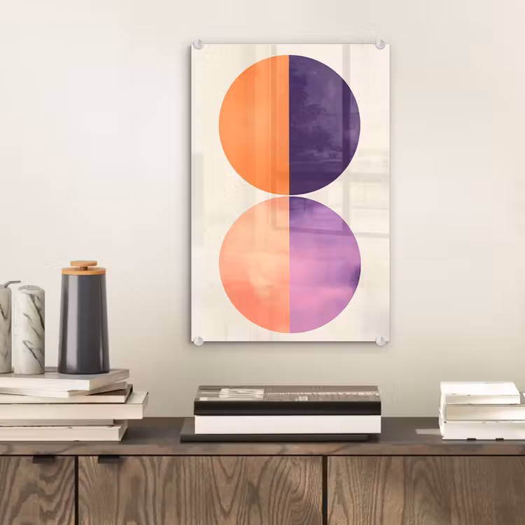 Glas schilderij - Abstract - Cirkels - Paars — 2