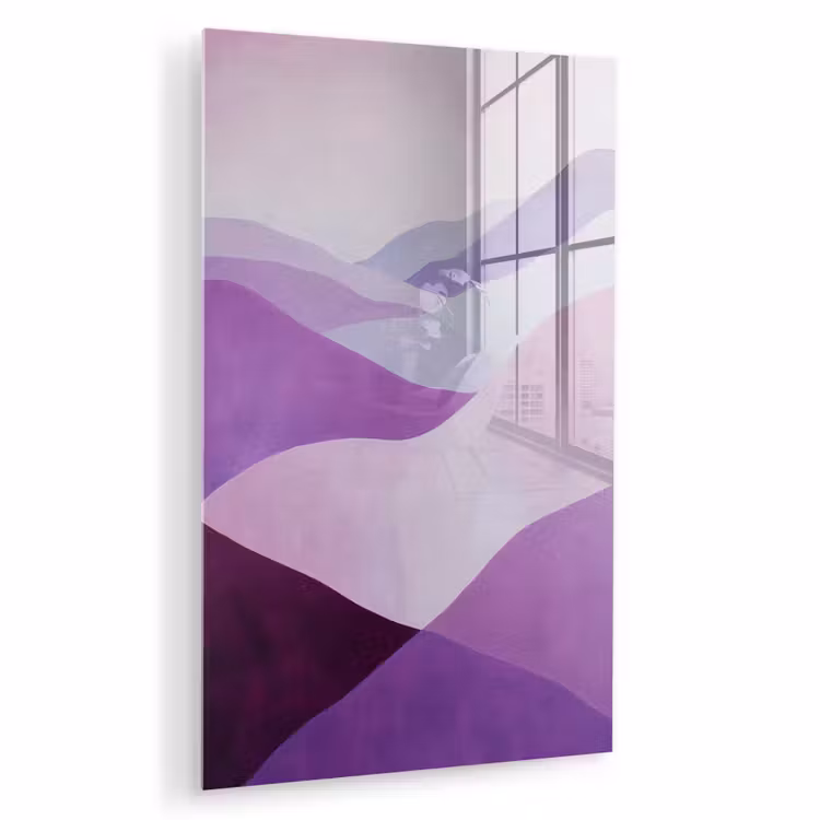 Glas schilderij - Abstract - Heuvels - Landschap - Paars — 1