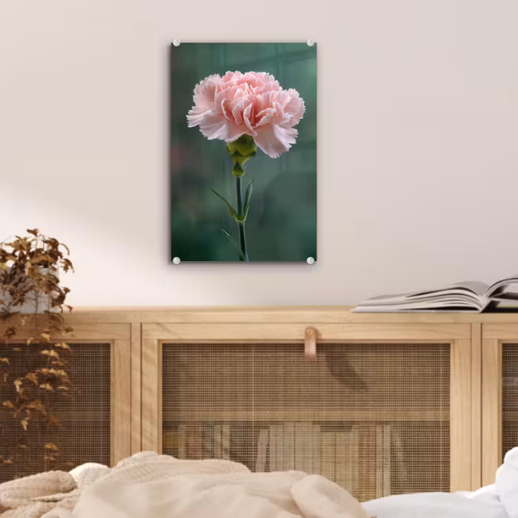 Glas schilderij - Anjer - Roze - Bloemblaadjes — 5