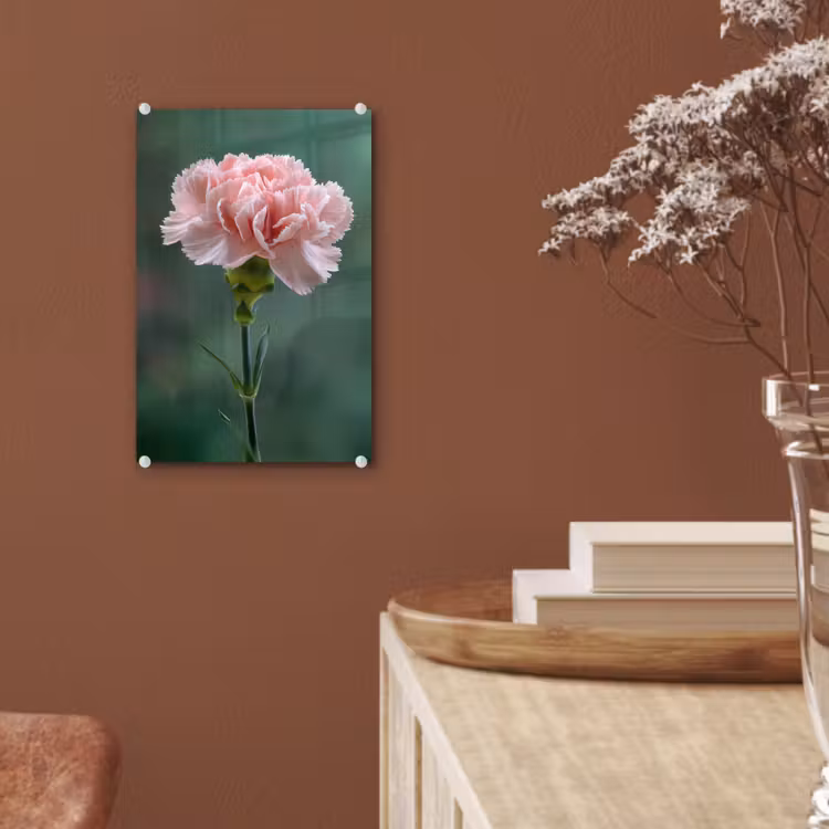 Glas schilderij - Anjer - Roze - Bloemblaadjes — 6