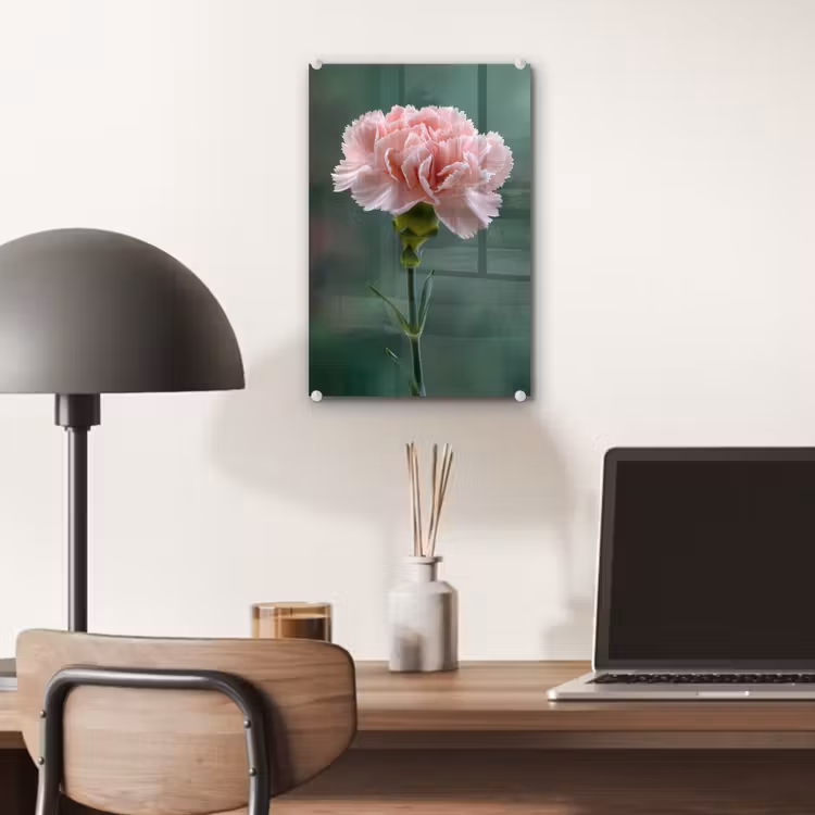 Glas schilderij - Anjer - Roze - Bloemblaadjes — 7