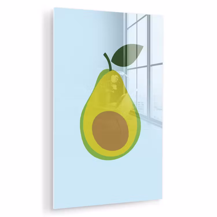 Glas schilderij - Avocado - Illustratie - Groene - Vrucht — 1