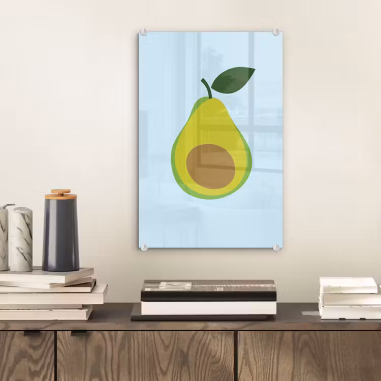 Glas schilderij - Avocado - Illustratie - Groene - Vrucht — 2