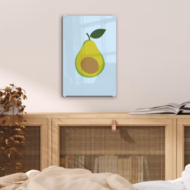 Glas schilderij - Avocado - Illustratie - Groene - Vrucht — 5