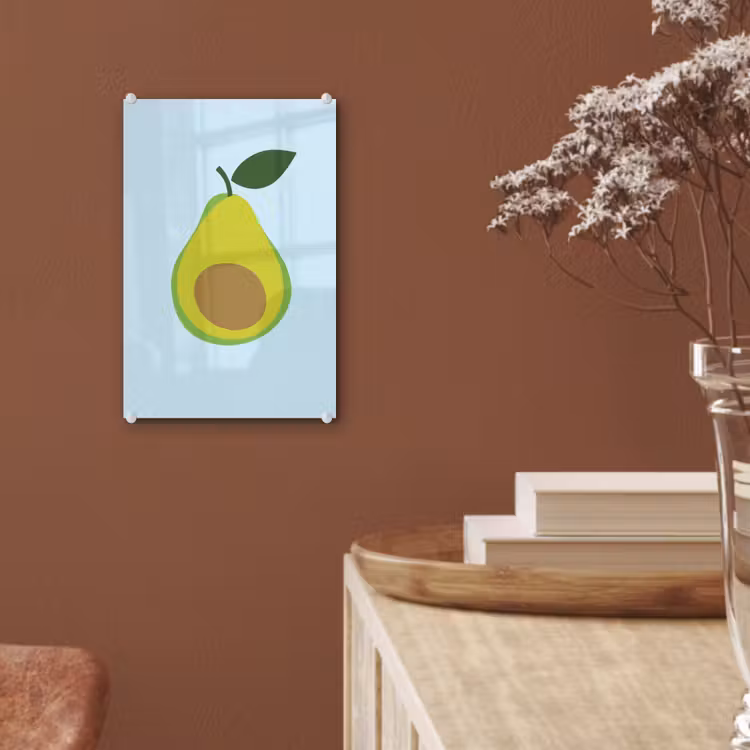 Glas schilderij - Avocado - Illustratie - Groene - Vrucht — 6