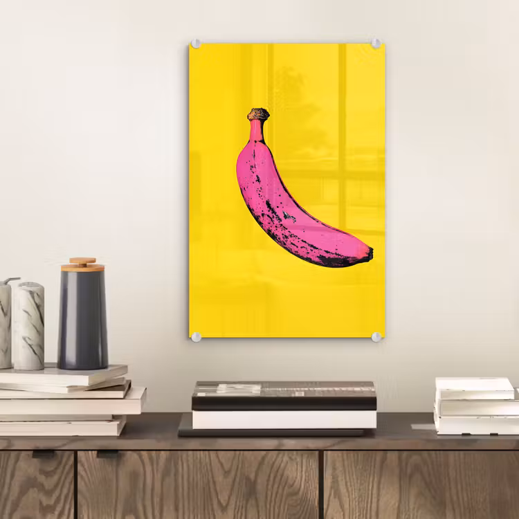 Glas schilderij - Banaan - Grafisch - Geel — 2