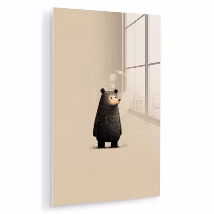 Glas schilderij - Beer - Donkerbruin - Minimalistisch — 1