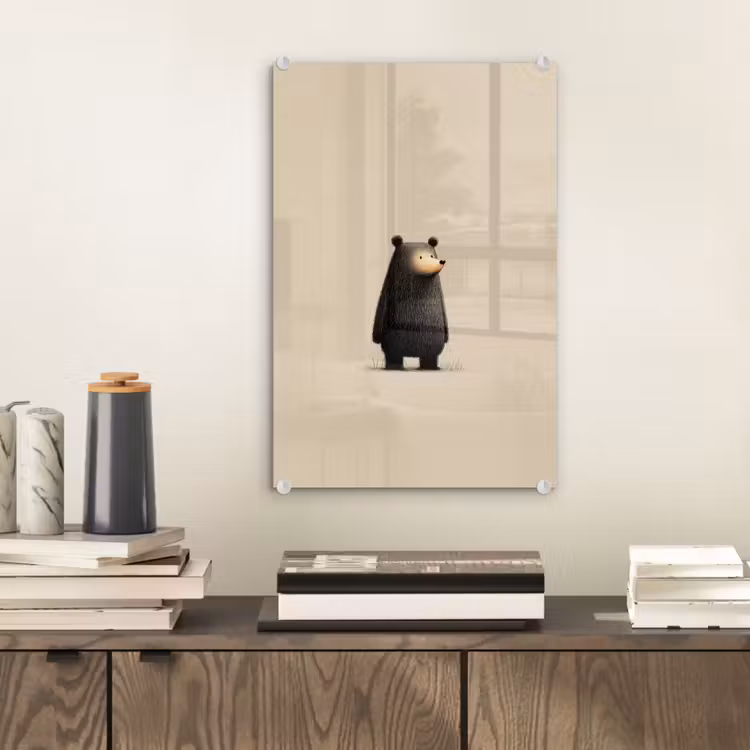 Glas schilderij - Beer - Donkerbruin - Minimalistisch — 2