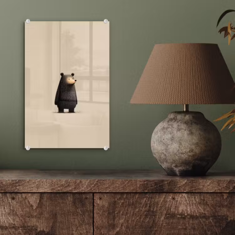 Glas schilderij - Beer - Donkerbruin - Minimalistisch — 4