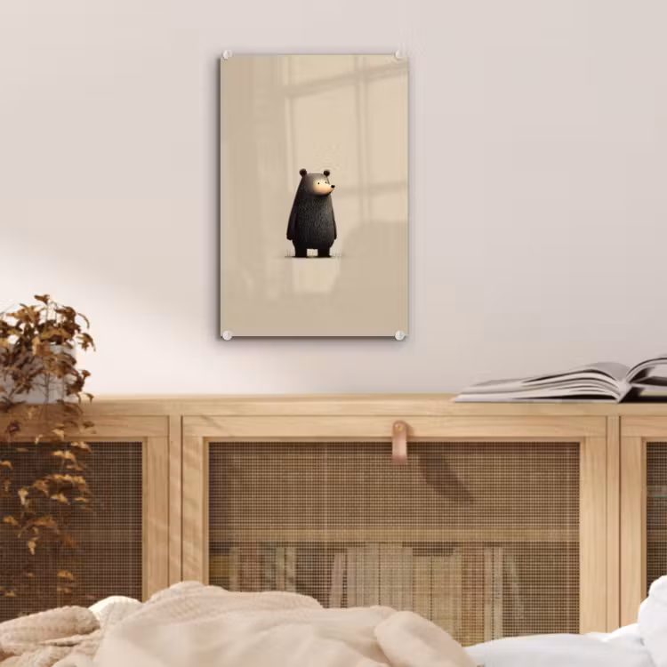 Glas schilderij - Beer - Donkerbruin - Minimalistisch — 5