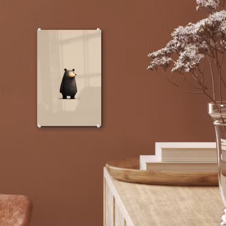 Glas schilderij - Beer - Donkerbruin - Minimalistisch — 6