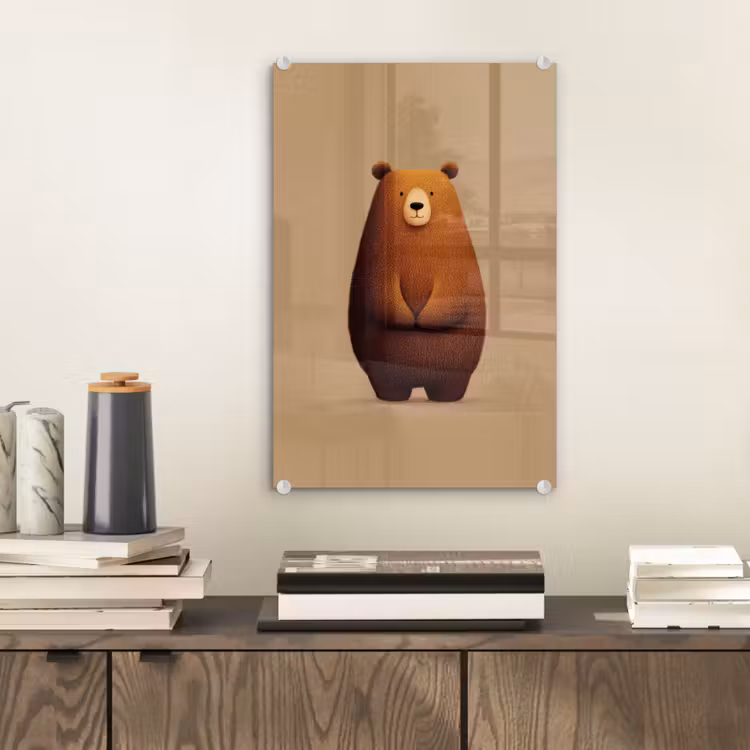 Glas schilderij - Beer - Minimalistisch - Bruin — 2