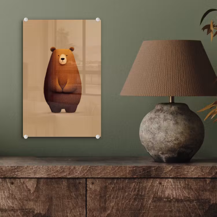 Glas schilderij - Beer - Minimalistisch - Bruin — 4