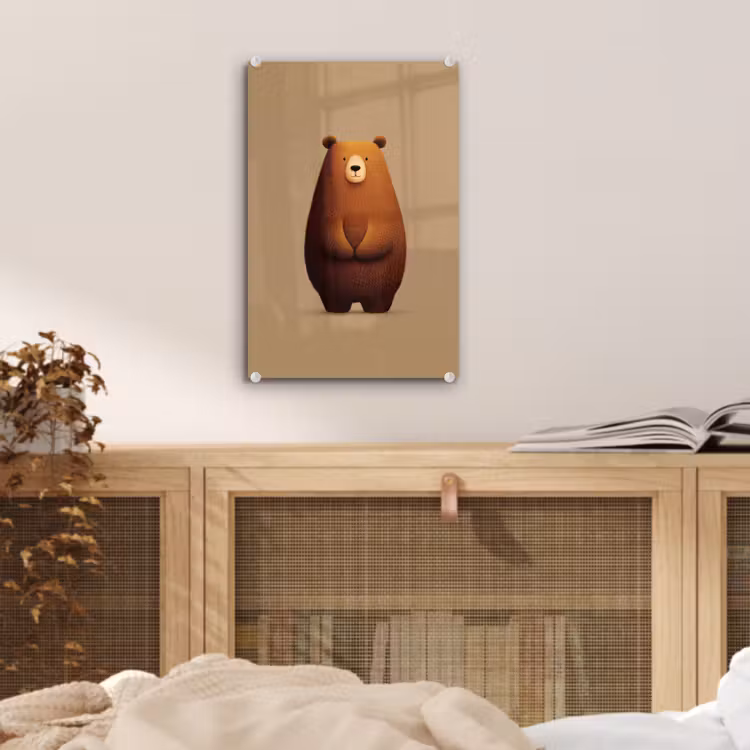 Glas schilderij - Beer - Minimalistisch - Bruin — 5