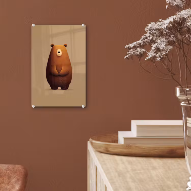 Glas schilderij - Beer - Minimalistisch - Bruin — 6