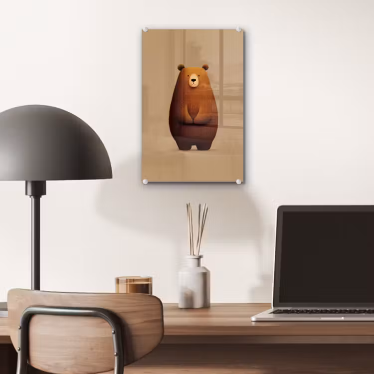 Glas schilderij - Beer - Minimalistisch - Bruin — 7