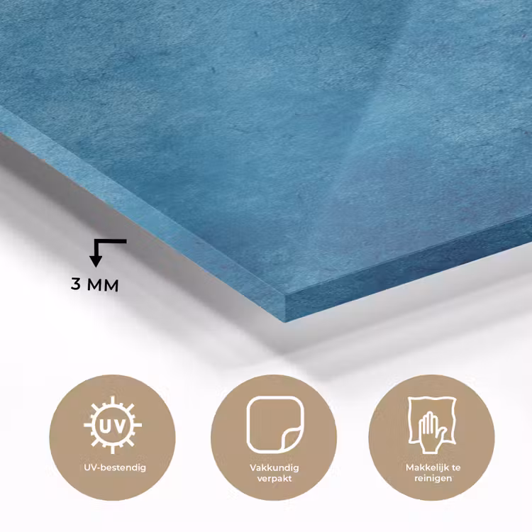 Glas schilderij - Beton - Blauw - Vintage - Structuur - Industrieel — 2