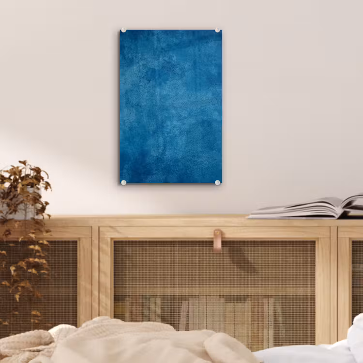 Glas schilderij - Beton - Blauw - Vintage - Structuur - Industrieel — 4