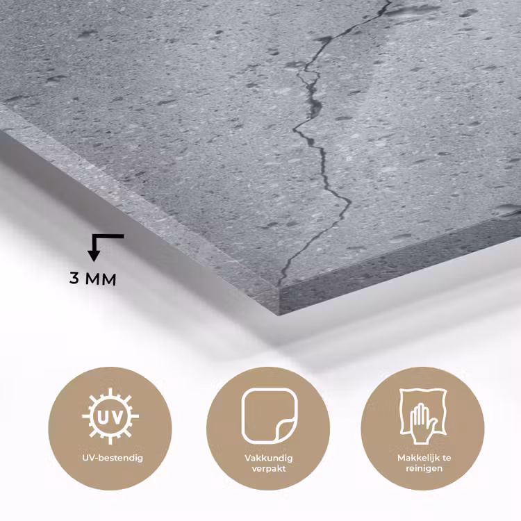 Glas schilderij - Beton - Grijs - Scheur — 2