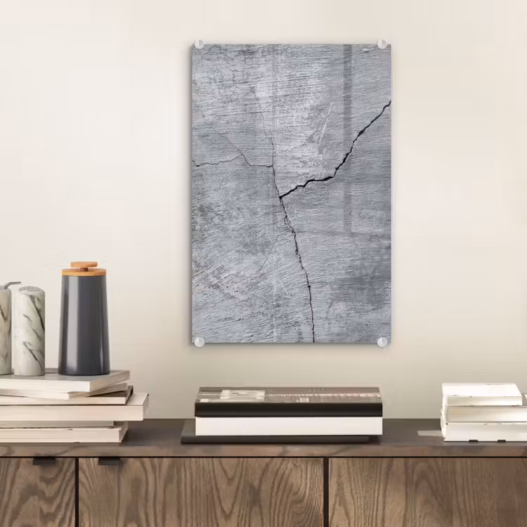 Glas schilderij - Beton - Grijs - Scheur — 1