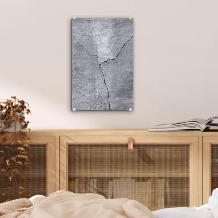 Glas schilderij - Beton - Grijs - Scheur — 4