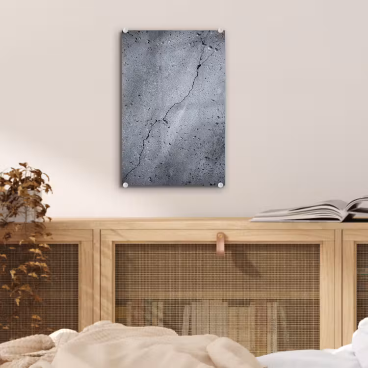 Glas schilderij - Beton - Grijs - Scheur — 4