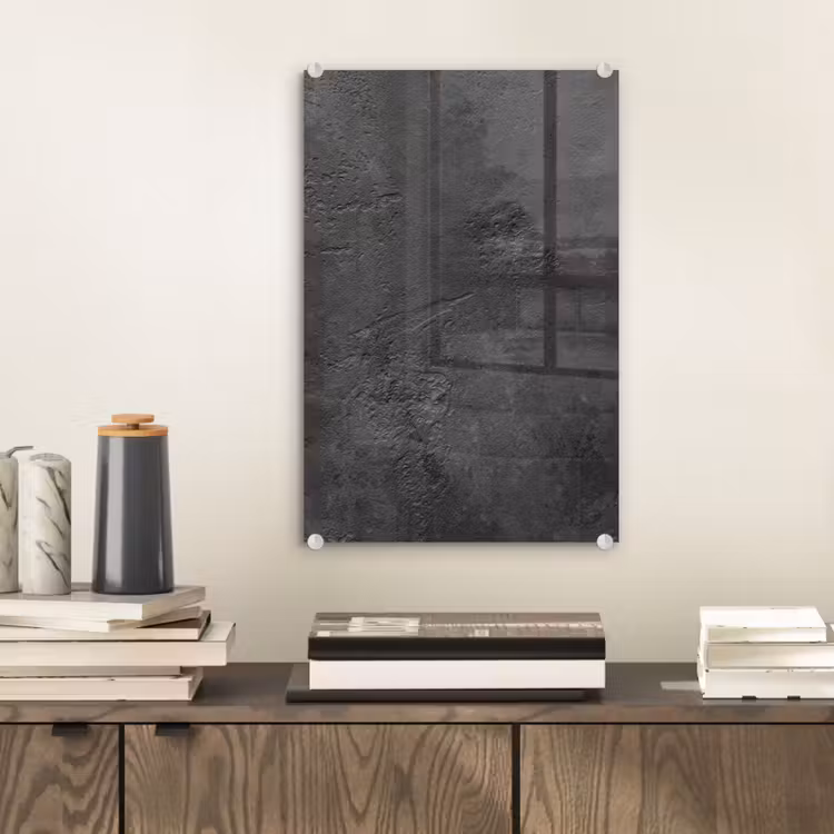Glas schilderij - Beton - Structuur - Industrieel - Zwart - Grijs — 1