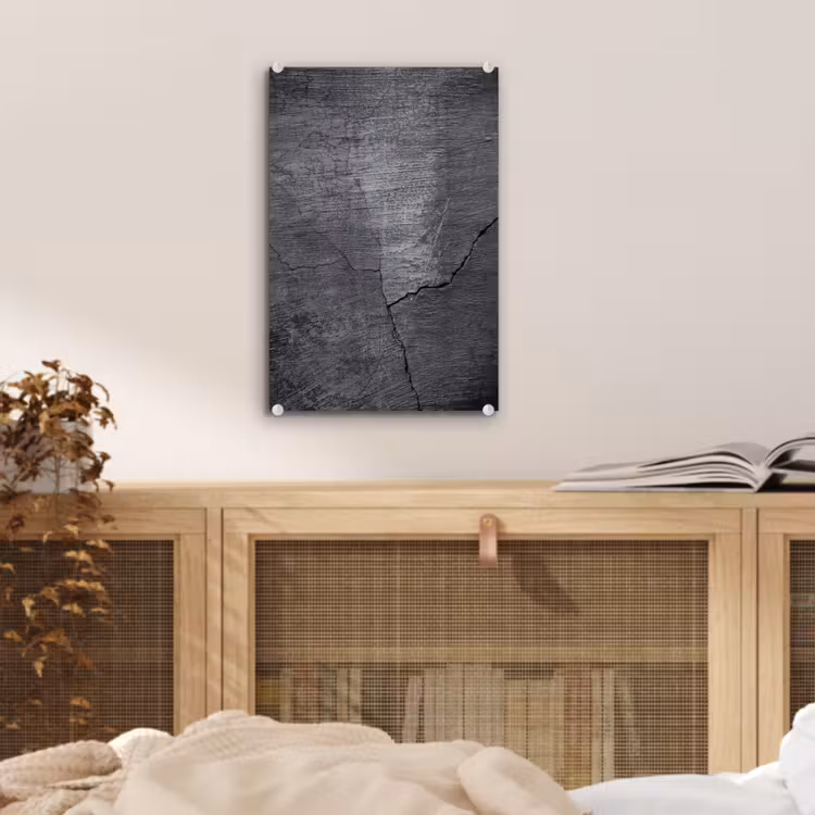 Glas schilderij - Beton - Zwart - Scheur — 4