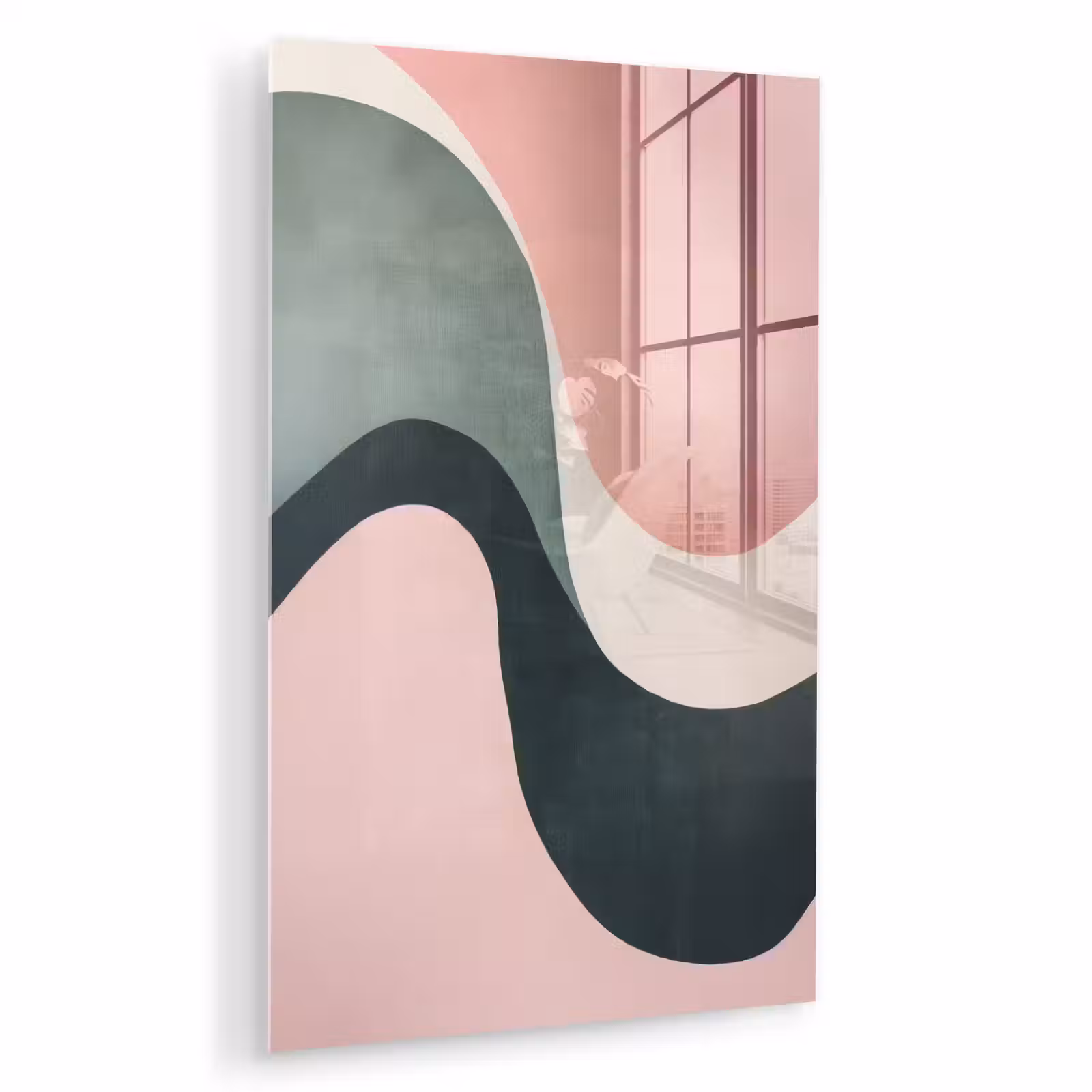 Glas schilderij - Abstract - Golven - Sierlijk - Roze — 1