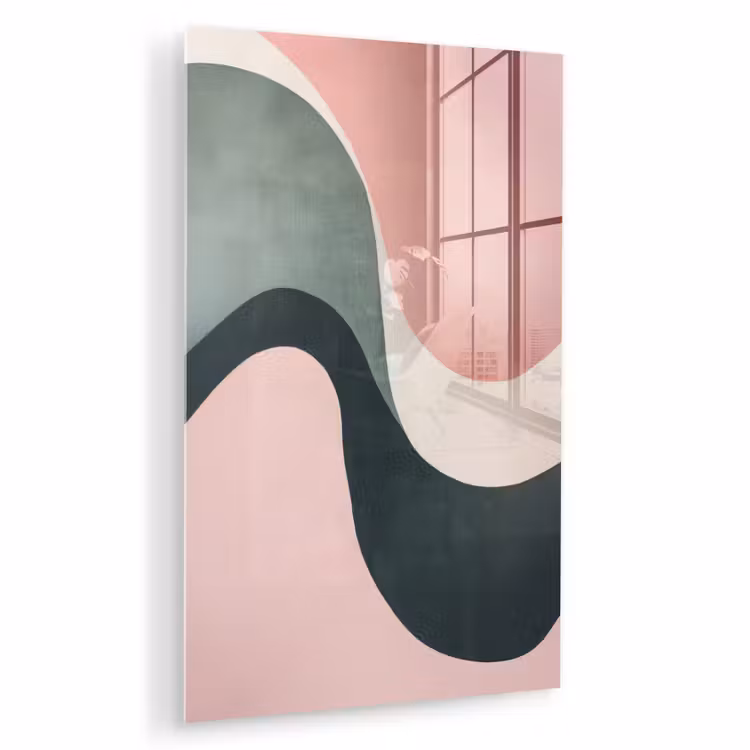 Glas schilderij - Abstract - Golven - Sierlijk - Roze — 1